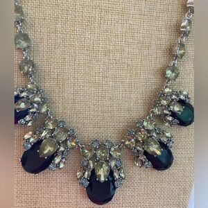 Talbots Black &‎ Green Jeweled Statement Necklace